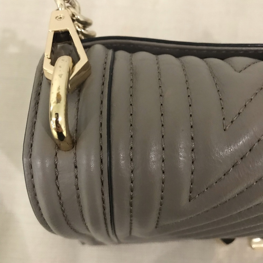 Rebecca Minkoff Geo Love Medium Chevron Crossbody Bag Gray/Taupe/Mushroom - Picture 4 of 14
